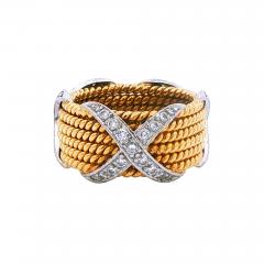  Tiffany Co Tiffany Co Schlumberger Diamond X 6 Row Rope Ring - 4616131