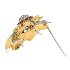  Tiffany Co Tiffany Co Schlumberger Platinum 18K Yellow Gold Diamond And Ruby Brooch - 3958020