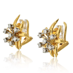  Tiffany Co Tiffany Co Schlumberger Platinum 18K Yellow Gold Flame Earrings - 3781011