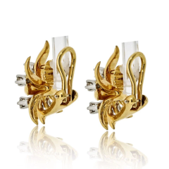  Tiffany Co Tiffany Co Schlumberger Platinum 18K Yellow Gold Flame Earrings - 3781014