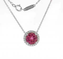  Tiffany Co Tiffany Co Soleste Pink Tourmaline Diamond Halo Pendant - 2650613