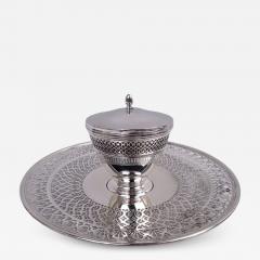  Tiffany Co Tiffany Edwardian Classical Sterling Silver Caviar Bowl on Plate - 4248537