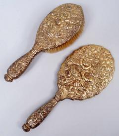  Tiffany Co Tiffany Fern Flower Vanity Pair with Hand Mirror Hairbrush - 4424323