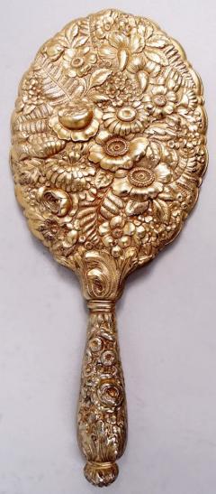  Tiffany Co Tiffany Fern Flower Vanity Pair with Hand Mirror Hairbrush - 4424531