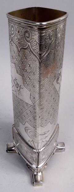  Tiffany Co Tiffany Japonesque Sterling Silver Vase with Early Union Square Mark - 4338666