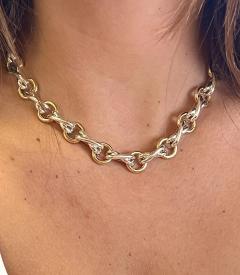  Tiffany Co Vintage Tiffany Co and Paloma Picasso Dog Bone 18K Gold and Silver Link Chain - 3505109