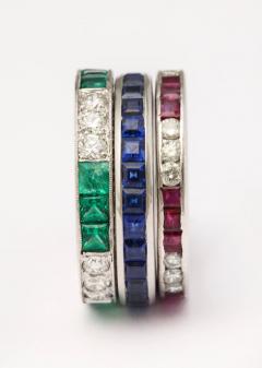  Tiffany Co Wedding Bands of Diamonds Sapphires Rubies and Emeralds Set in Platinum - 501628