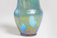  Tiffany Glass Decorating Co Decorated Teal Iridescent Favrile Glass Cabinet Vase - 4532987