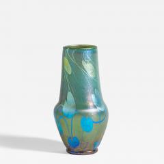  Tiffany Glass Decorating Co Decorated Teal Iridescent Favrile Glass Cabinet Vase - 4533632