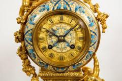  Tiffany and Co A French Gilt Bronze and Champleve Enamel Clock Set Retailed by Tiffany Co  - 808247