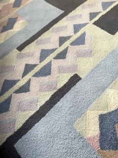  Tisca Tisca Geometric Pattern Hand Tufted Wool Rug Signed ILES France 1990s - 4766883