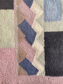  Tisca Tisca Geometric Pattern Hand Tufted Wool Rug Signed ILES France 1990s - 4766887