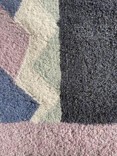  Tisca Tisca Geometric Pattern Hand Tufted Wool Rug Signed ILES France 1990s - 4766892