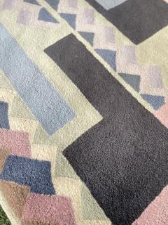  Tisca Tisca Geometric Pattern Hand Tufted Wool Rug Signed ILES France 1990s - 4766927