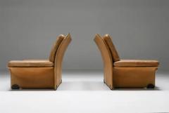  Titina Ammannati Giampiero Vitelli Brunati Camel Leather Club Chairs Mid Century Modern Italy 1970s - 3396061