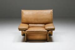  Titina Ammannati Giampiero Vitelli Brunati Camel Leather Club Chairs Mid Century Modern Italy 1970s - 3396066