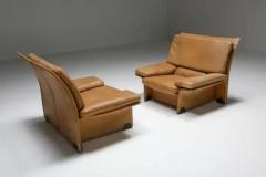  Titina Ammannati Giampiero Vitelli Brunati Camel Leather Club Chairs Mid Century Modern Italy 1970s - 3396075
