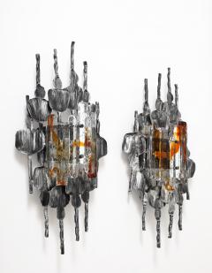  Tom Ahlstr m Hans Ehrich 1970s Pair of Large Tom Ahlstrom Hans Ehrich Brutalist Sconces - 4035764