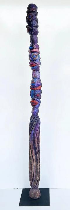  Tom Cramer Tom Cramer Primitive American Folk Art Carved Figural Totem Sculpture 1994 - 3599458