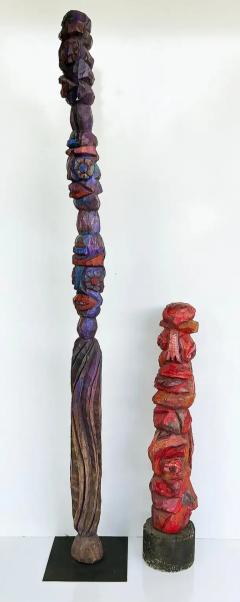  Tom Cramer Tom Cramer Primitive American Folk Art Carved Figural Totem Sculpture 1994 - 3599465