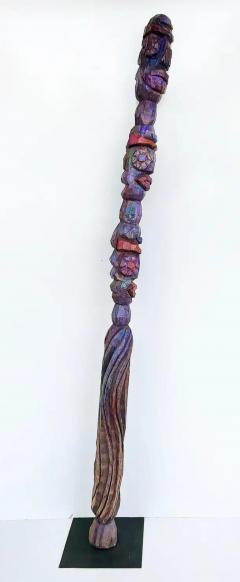  Tom Cramer Tom Cramer Primitive American Folk Art Carved Figural Totem Sculpture 1994 - 3599536