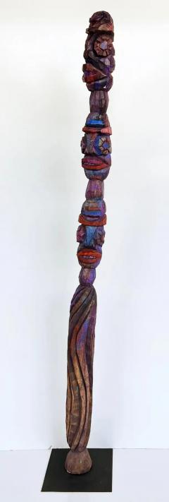  Tom Cramer Tom Cramer Primitive American Folk Art Carved Figural Totem Sculpture 1994 - 3599546