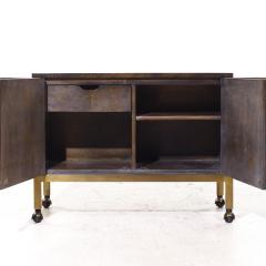  Tomlinson Tomlinson Mid Century Burlwood Burlwood and Brass Bar Cart - 4202333
