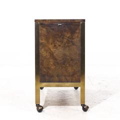  Tomlinson Tomlinson Mid Century Burlwood Burlwood and Brass Bar Cart - 4202334