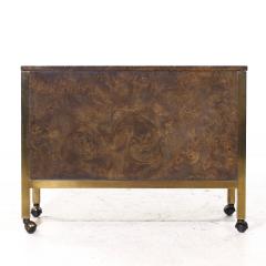  Tomlinson Tomlinson Mid Century Burlwood Burlwood and Brass Bar Cart - 4202338