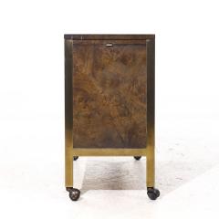 Tomlinson Tomlinson Mid Century Burlwood Burlwood and Brass Bar Cart - 4202339