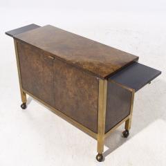  Tomlinson Tomlinson Mid Century Burlwood Burlwood and Brass Bar Cart - 4202341