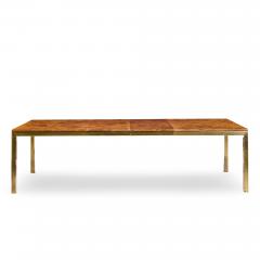  Tomlinson Tomlinson Mid Century Burlwood and Brass Expanding Dining Table with 2 Leaves - 4524754