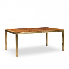  Tomlinson Tomlinson Mid Century Burlwood and Brass Expanding Dining Table with 2 Leaves - 4524756