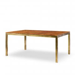  Tomlinson Tomlinson Mid Century Burlwood and Brass Expanding Dining Table with 2 Leaves - 4524757