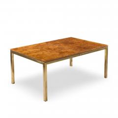  Tomlinson Tomlinson Mid Century Burlwood and Brass Expanding Dining Table with 2 Leaves - 4524760