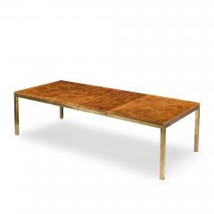  Tomlinson Tomlinson Mid Century Burlwood and Brass Expanding Dining Table with 2 Leaves - 4524761