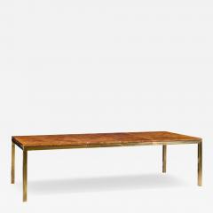  Tomlinson Tomlinson Mid Century Burlwood and Brass Expanding Dining Table with 2 Leaves - 4526423