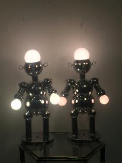  Torino Lamp Co GREAT PAIR OF MODERNIST CHROME ROBOT LAMPS BY TORINO - 678948