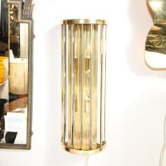 Tosso Murano Mid Century Hand Blown Murano Glass Rod Brass Sconces Signed Tosso Murano - 3352119