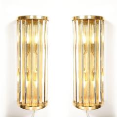  Tosso Murano Mid Century Hand Blown Murano Glass Rod Brass Sconces Signed Tosso Murano - 3352123