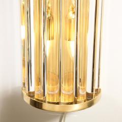  Tosso Murano Mid Century Hand Blown Murano Glass Rod Brass Sconces Signed Tosso Murano - 3352150