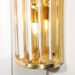 Tosso Murano Mid Century Hand Blown Murano Glass Rod Brass Sconces Signed Tosso Murano - 3352156