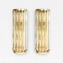  Tosso Murano Mid Century Hand Blown Murano Glass Rod Brass Sconces Signed Tosso Murano - 3359947