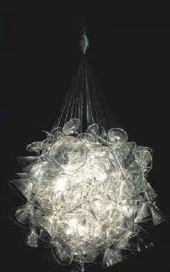  Touch Chandelini Artist Made Midcentury Martini Glass Chandelier or Pendant by Chandelini  - 1736431