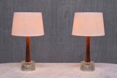  Tran s Stilarmatur AB Pair of Stilarmatur Tran s Table Lamps in Rosewood and Glass Sweden 1960s - 3821709