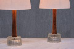  Tran s Stilarmatur AB Pair of Stilarmatur Tran s Table Lamps in Rosewood and Glass Sweden 1960s - 3821710