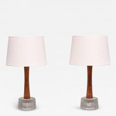  Tran s Stilarmatur AB Pair of Stilarmatur Tran s Table Lamps in Rosewood and Glass Sweden 1960s - 3826145