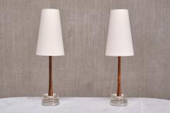  Tran s Stilarmatur AB Pair of Stilarmatur Tran s Table Lamps in Rosewood and Glass Sweden 1960s - 3881408