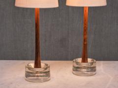  Tran s Stilarmatur AB Pair of Stilarmatur Tran s Table Lamps in Rosewood and Glass Sweden 1960s - 3881412