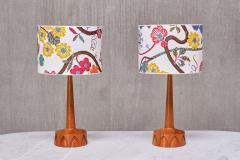  Tran s Stilarmatur AB Pair of Stilarmatur Tran s Table Lamps with Josef Frank Shades Sweden 1960s - 3673624